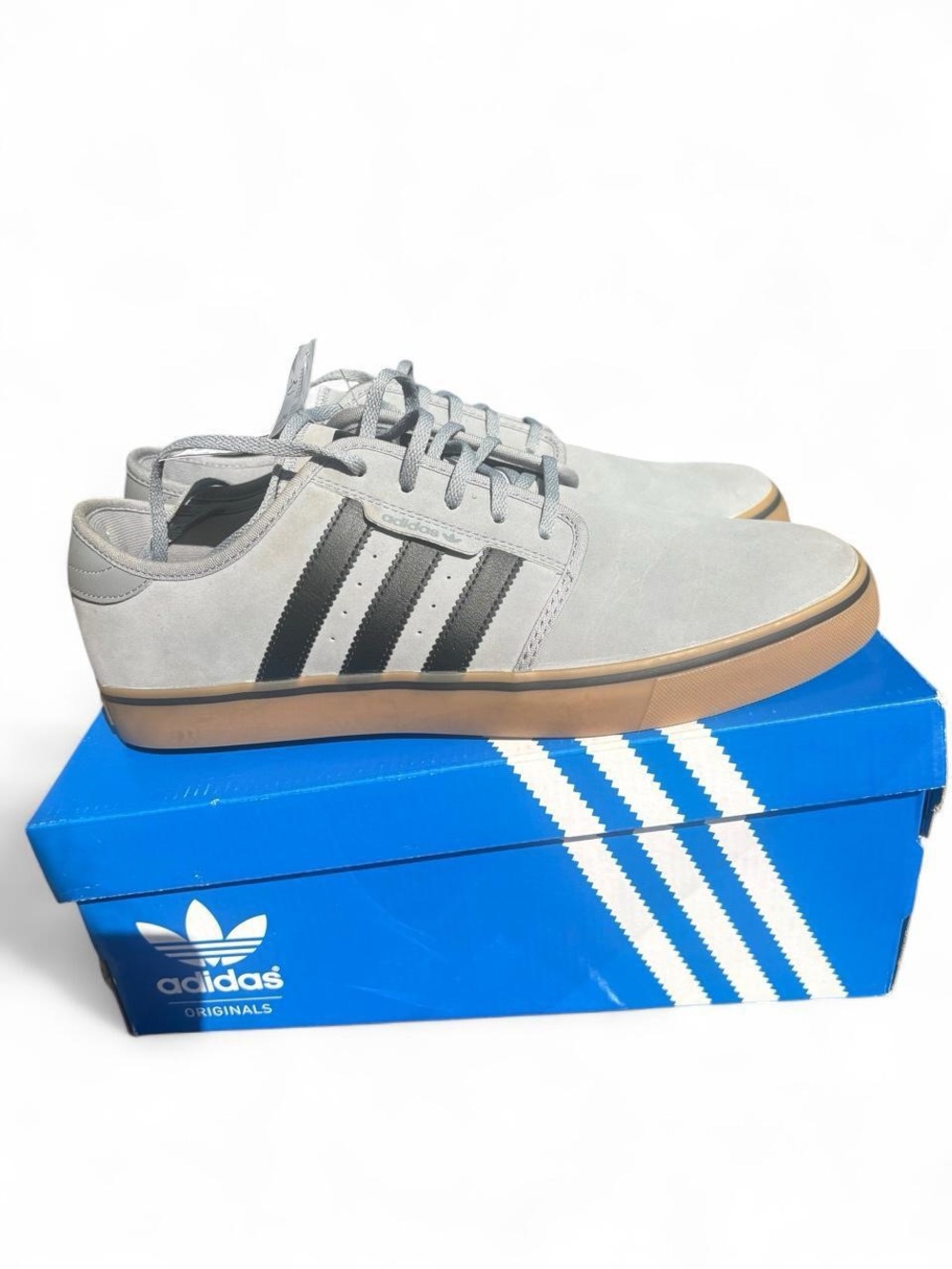 adidas Gray Suede Low-Top Sneakers with Black Stripes